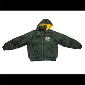 Vintage 1990s NFL Green Bay Packers Game Day Spell Out Puffer Jacket Sz XL
